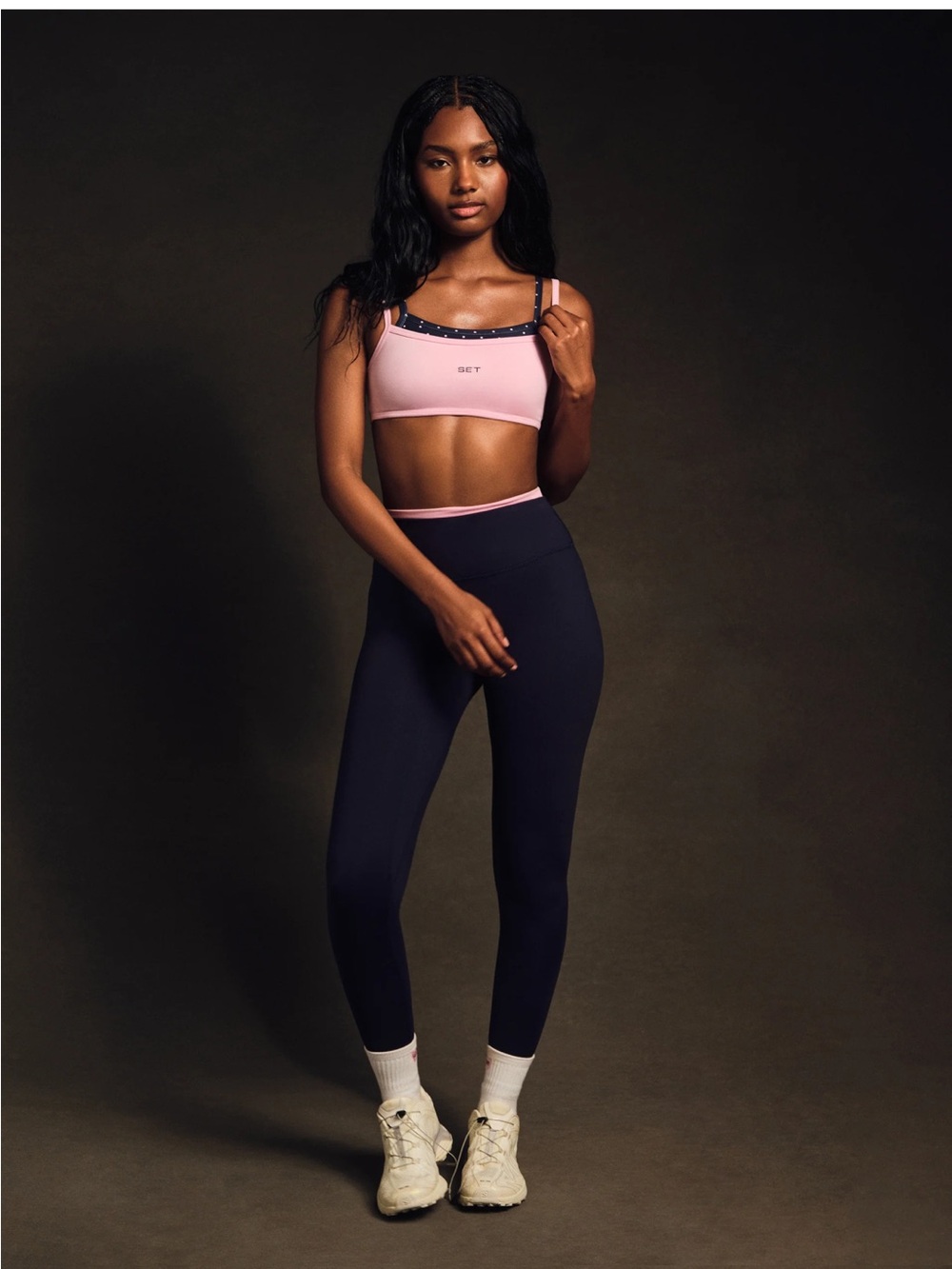 SET ACTIVE FORMCLOUD NAVY & PINK POLKA DOTS TOP & BOTTOM (Birthday Edition Drop)